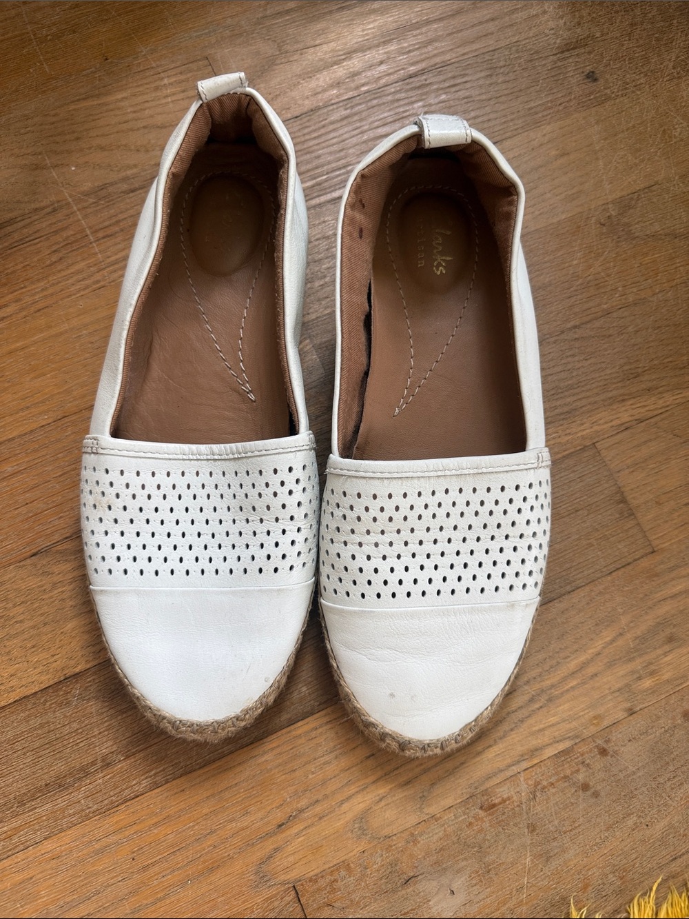 Clarks White Perforated Espadrille Flats